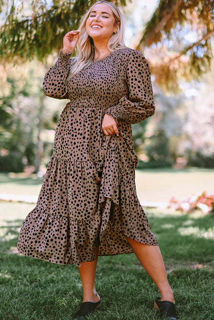 Plus Size Animal Print Smocked Tiered Dress - ONLINE EXCLUSIVE!