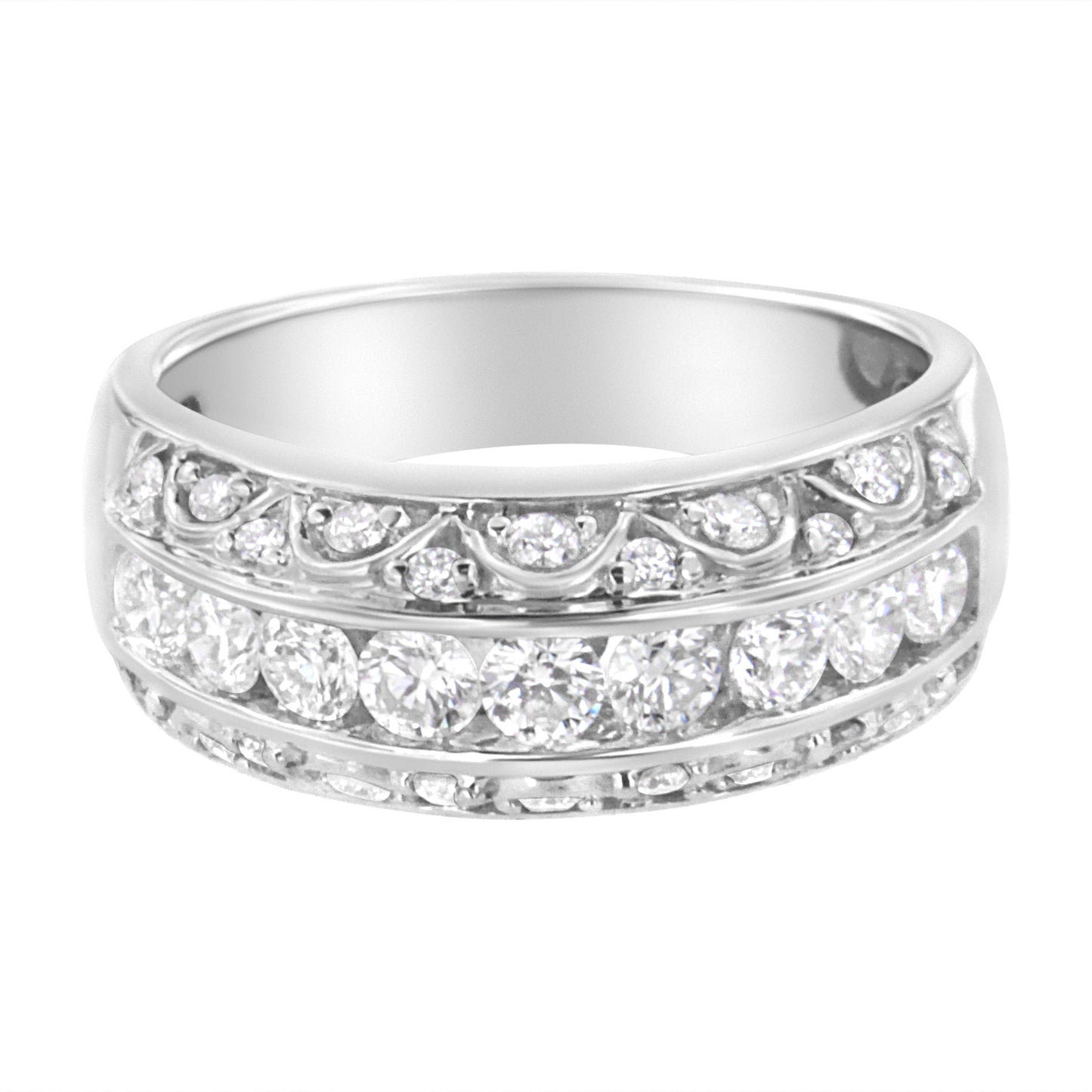 .925 Sterling Silver 1 Cttw Lab Grown Cocktail Band Ring (F-G Color, Vs2-Si1 Clarity)