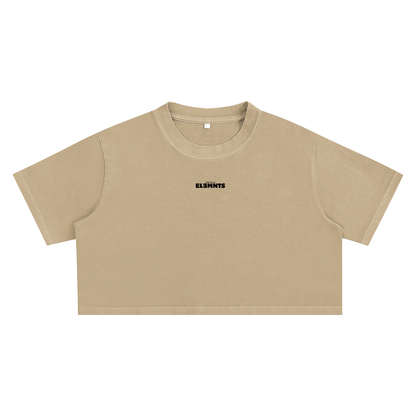 ESSNTIAL ELEMNTS Women's Snow Washed Crop Top Tee