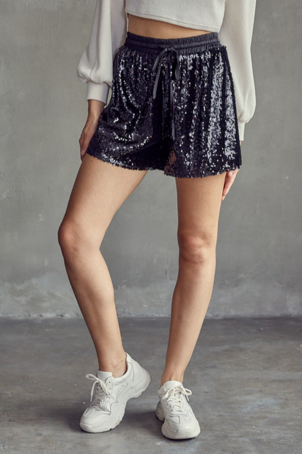 Elastic Waist Sequin Short