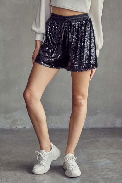 Elastic Waist Sequin Short