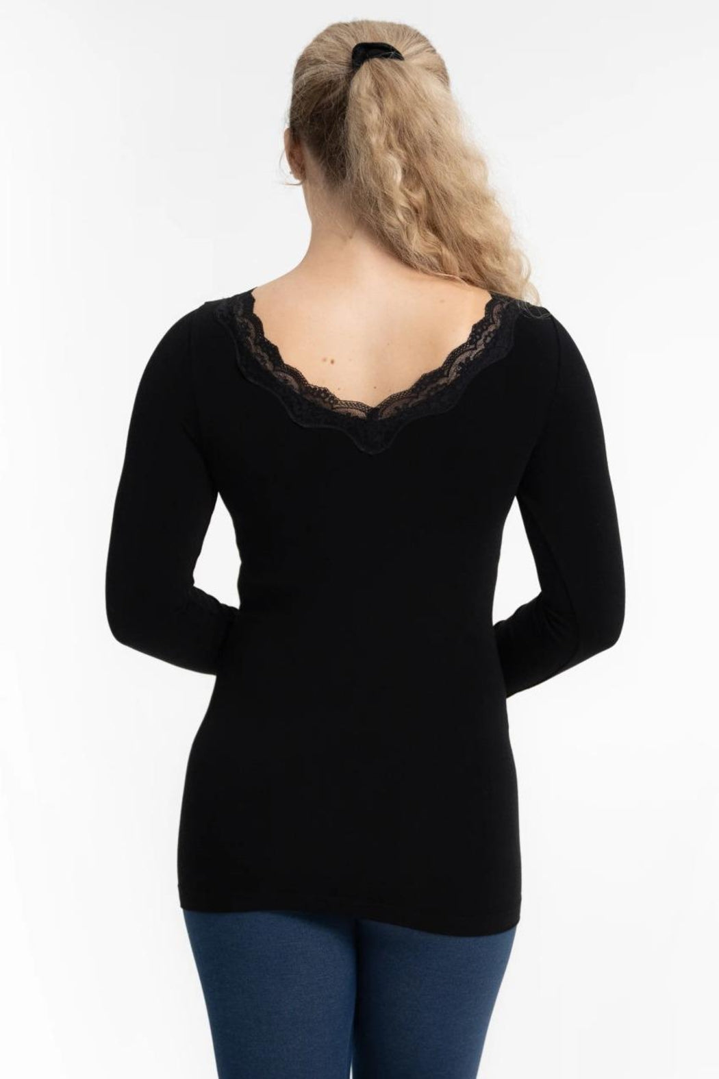 Lace Trim V-Neck Top