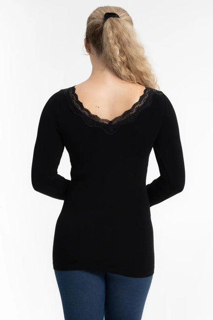 Lace Trim V-Neck Top