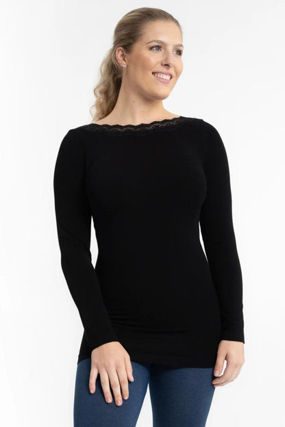 Lace Trim V-Neck Top