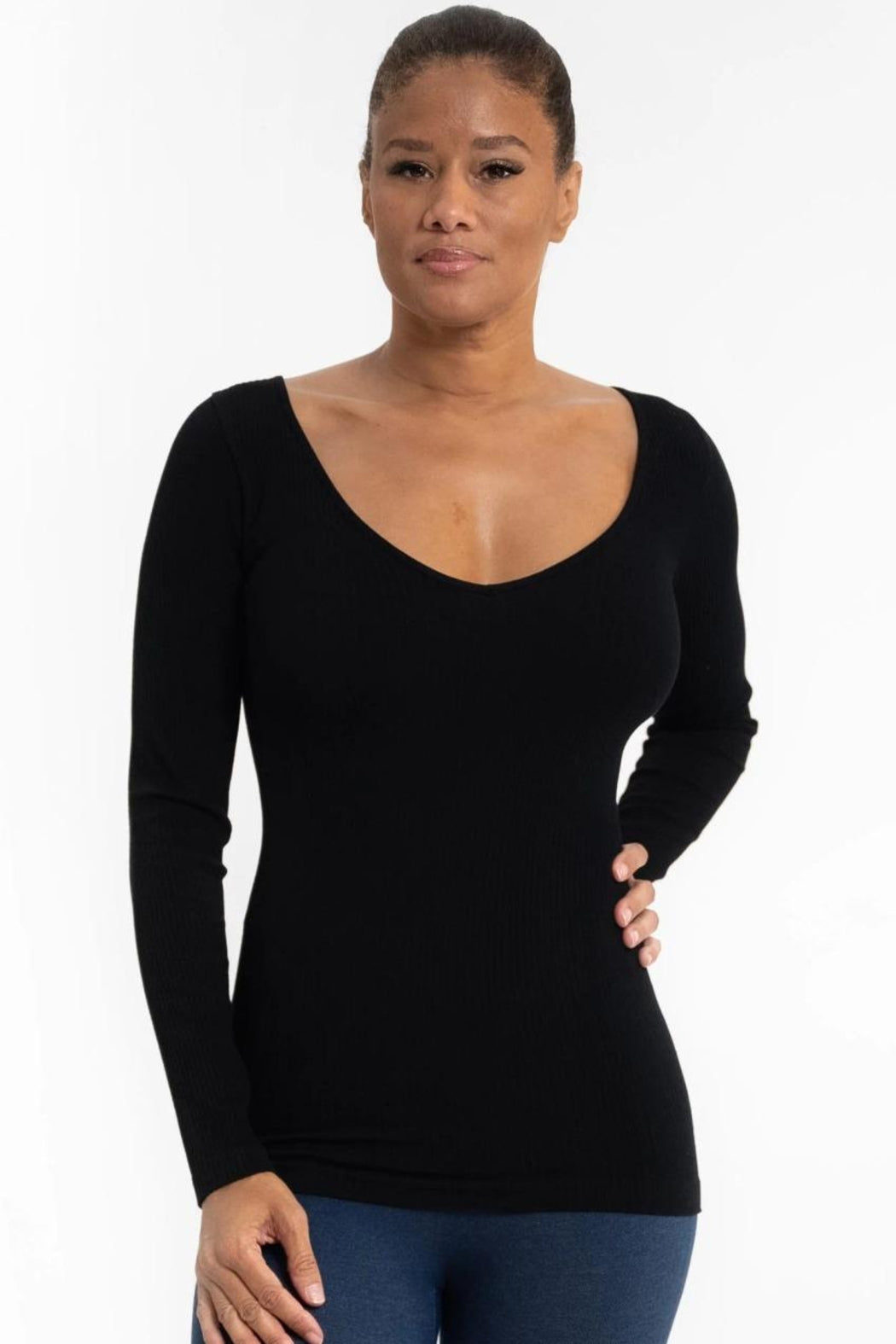 Ribbed V-Neck Top