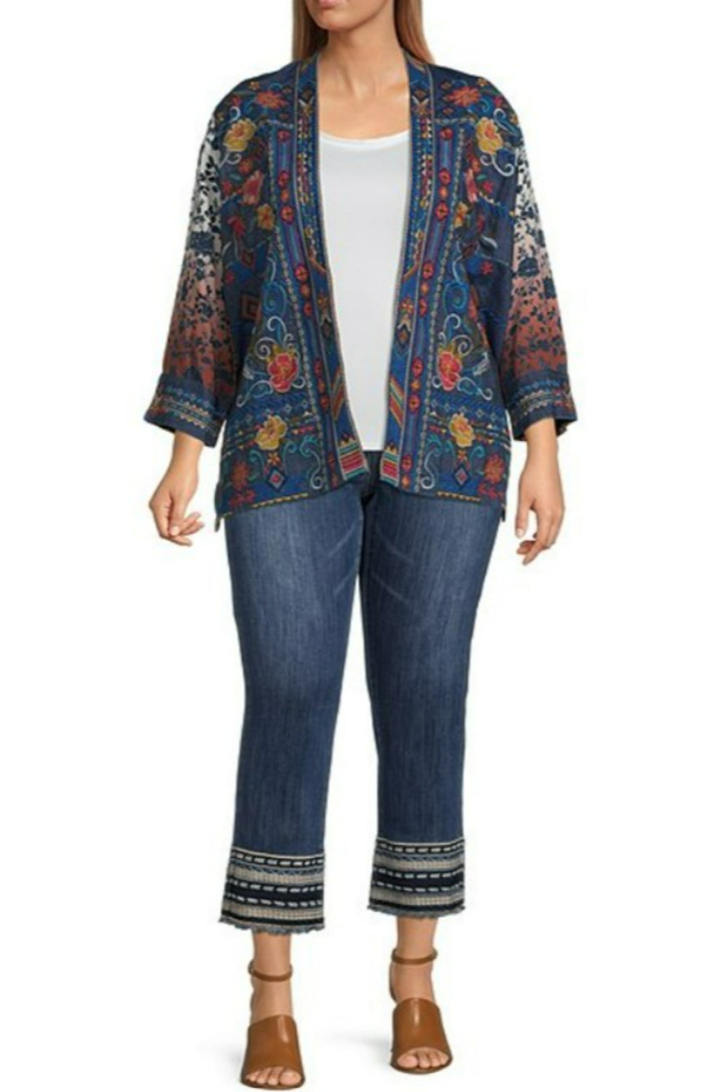 Embroidered Kimono w/ Inseam Pockets