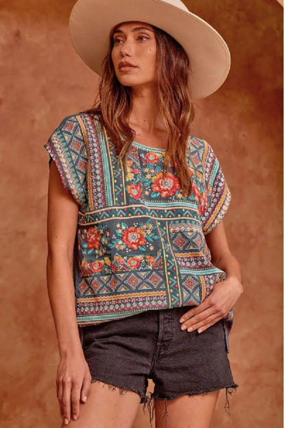 Embroidered Oversized Top