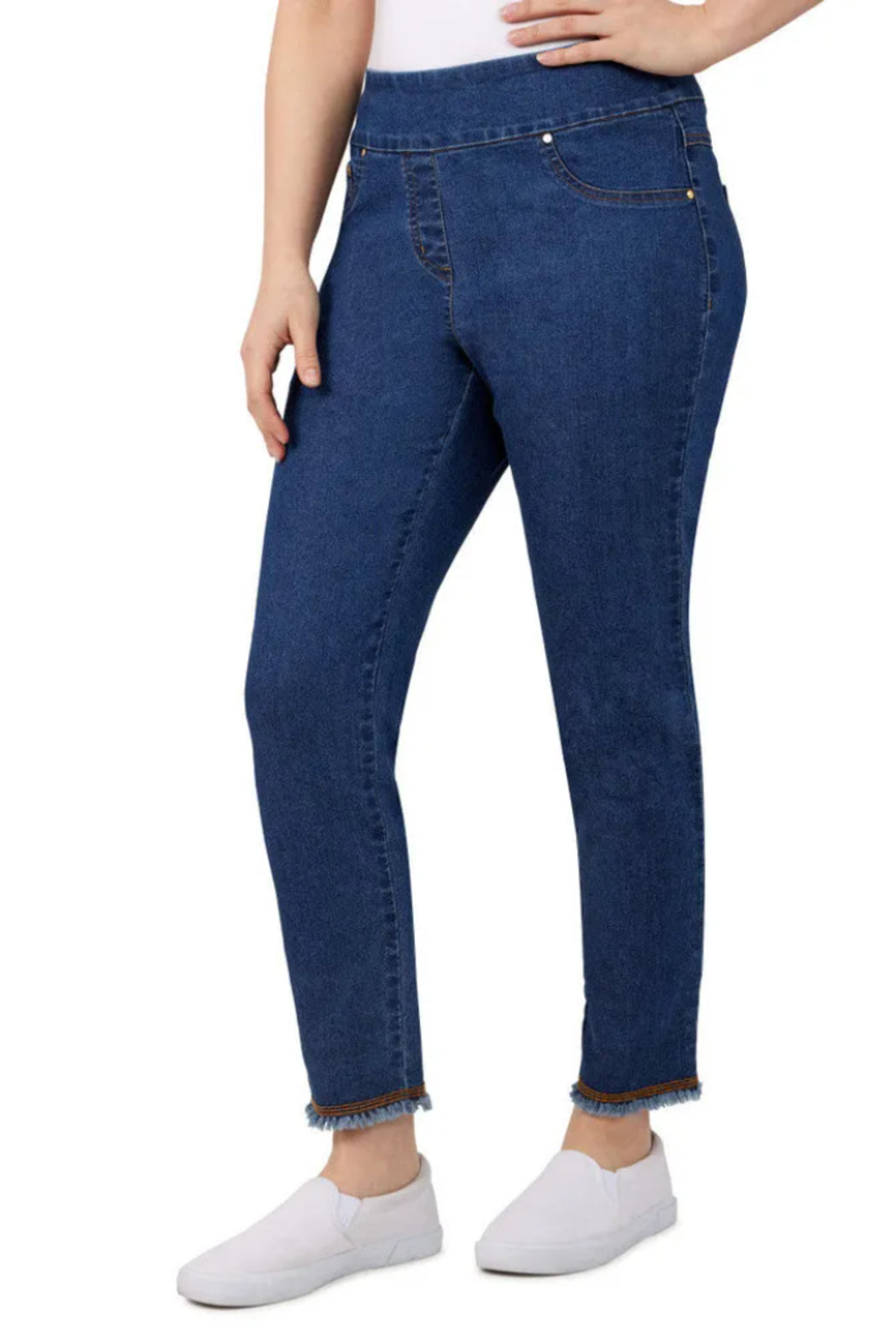 Embroidered Stretch Denim Ankle Pant
