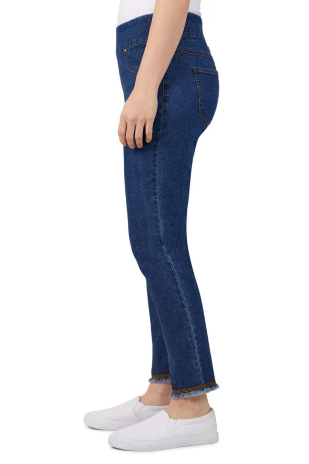 Embroidered Stretch Denim Ankle Pant