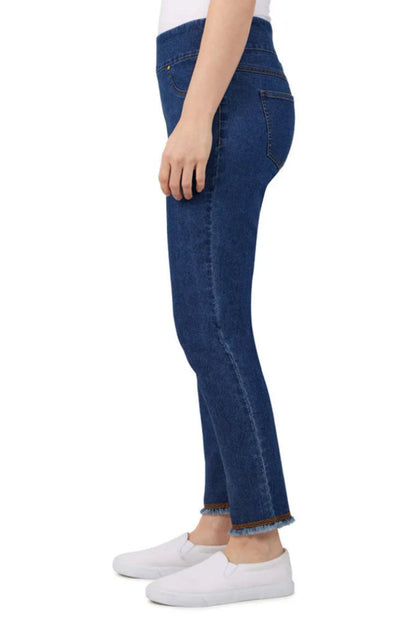 Embroidered Stretch Denim Ankle Pant
