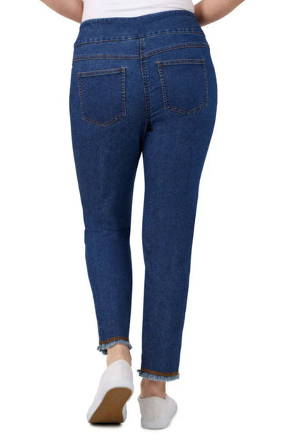 Embroidered Stretch Denim Ankle Pant