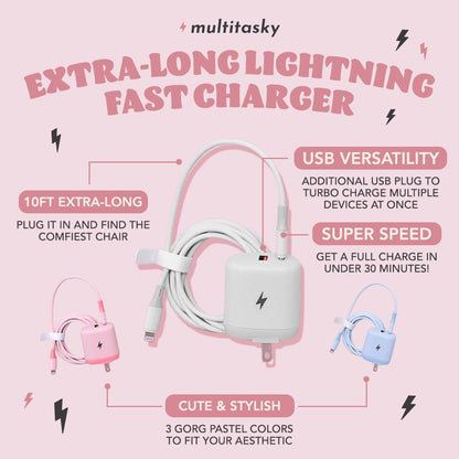 Extra-Long Lightning Phone Charger - Super Fast IPhone Charger (10 Ft)