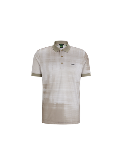 Boss Printed Mesh Polo Shirt With Logo Detail
