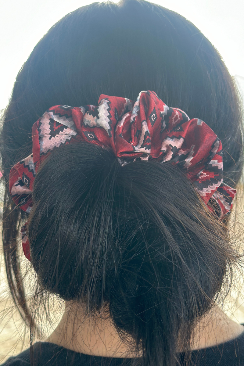 Needed Me Red Aztec Print Scrunchie