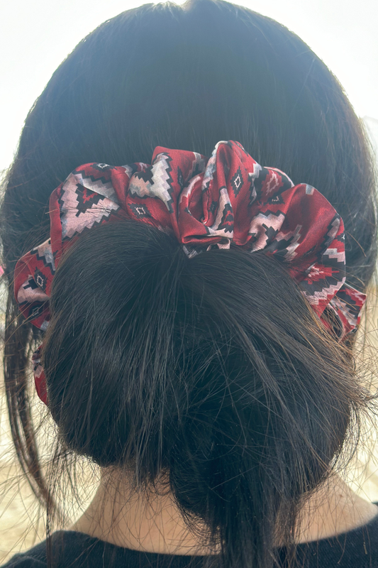 Needed Me Red Aztec Print Scrunchie
