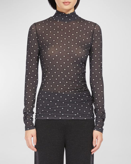 Max Mara Abituro Foulard Print Jersey Turtleneck