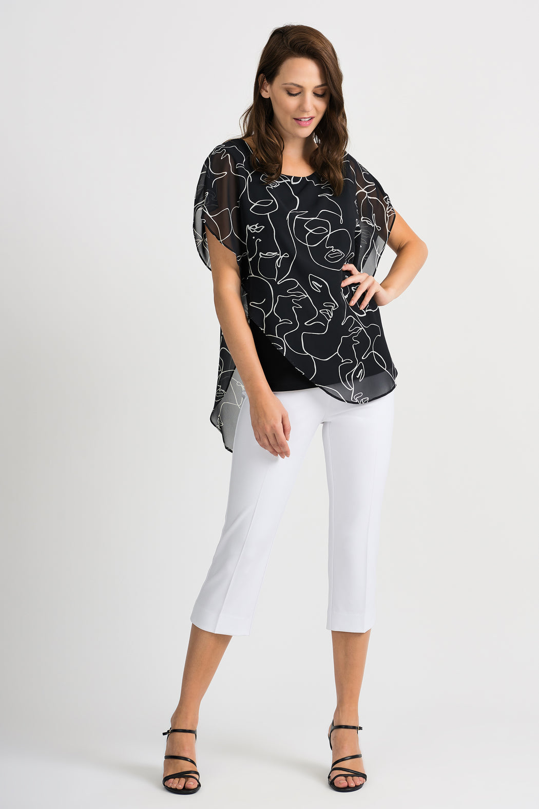Face Time Overlay Top, Black/Vanilla