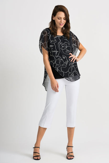 Face Time Overlay Top, Black/Vanilla