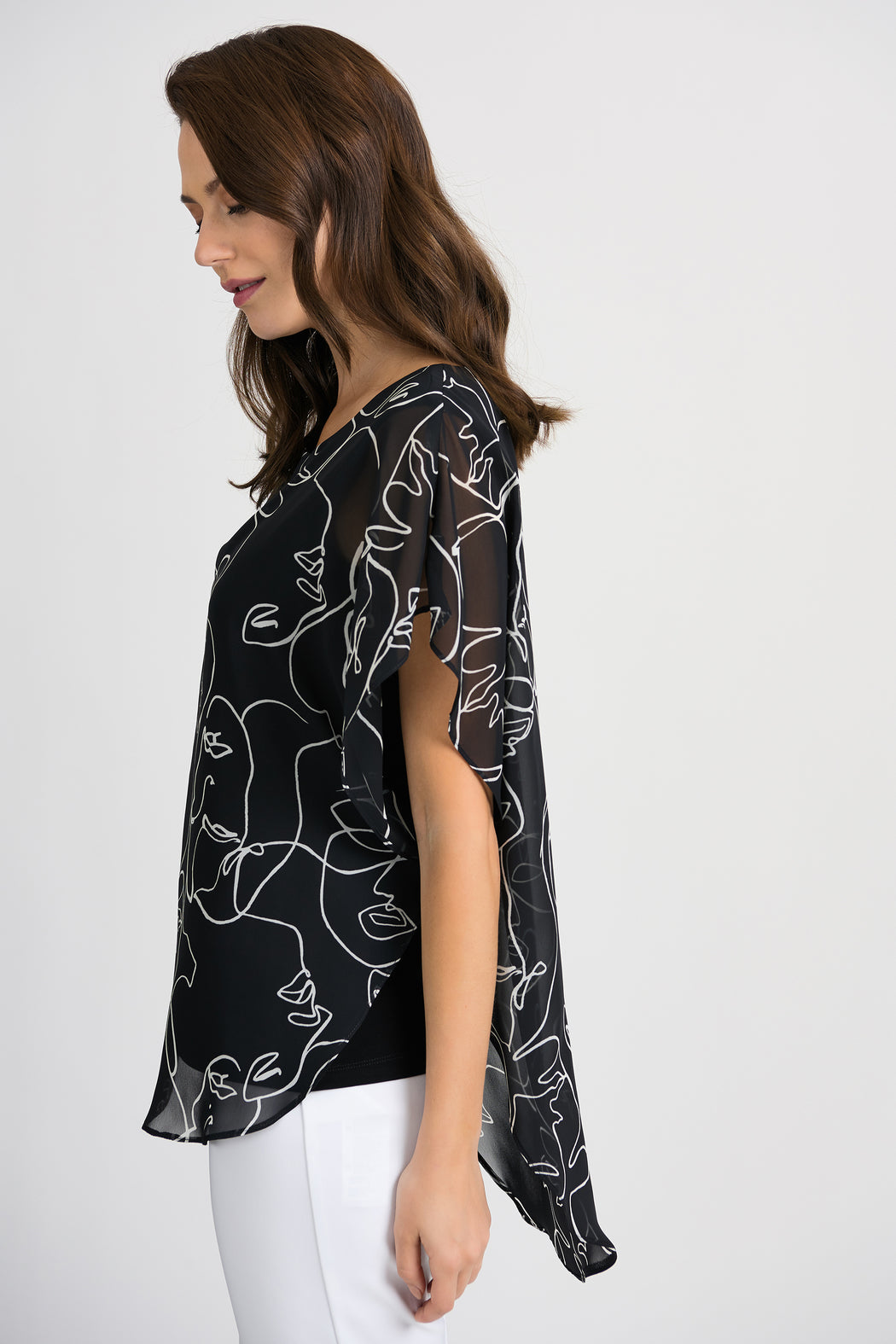 Face Time Overlay Top, Black/Vanilla