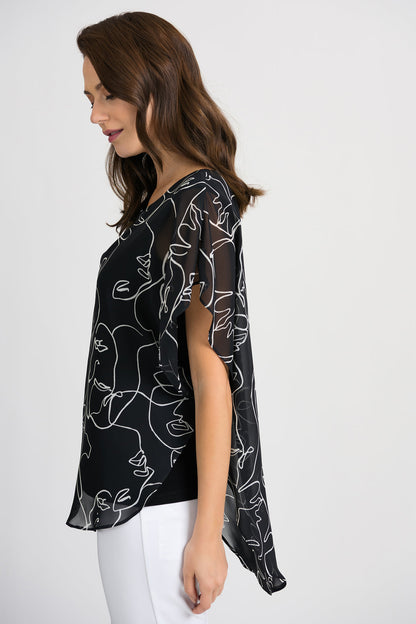 Face Time Overlay Top, Black/Vanilla