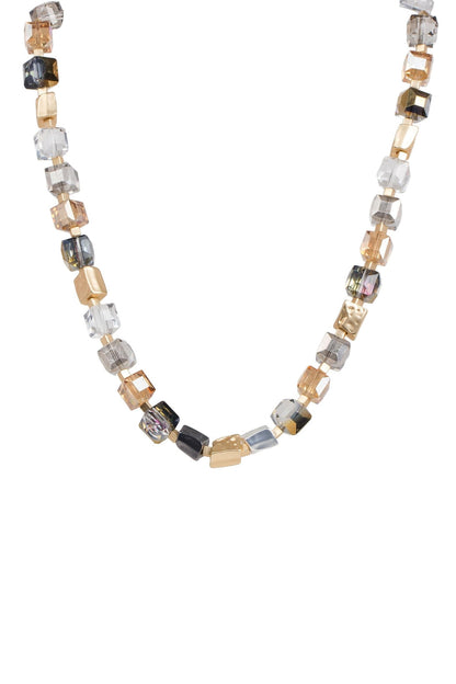 Faceted Bead and Stone Necklace