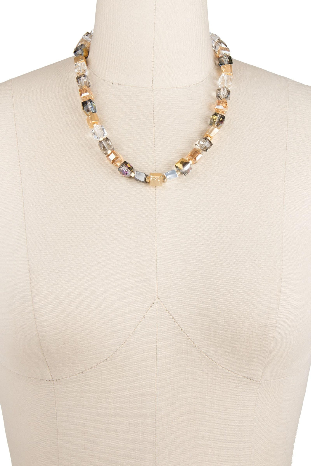 Faceted Bead and Stone Necklace