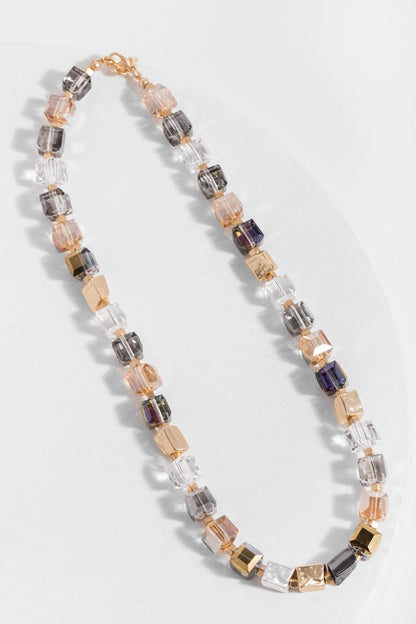 Faceted Bead and Stone Necklace
