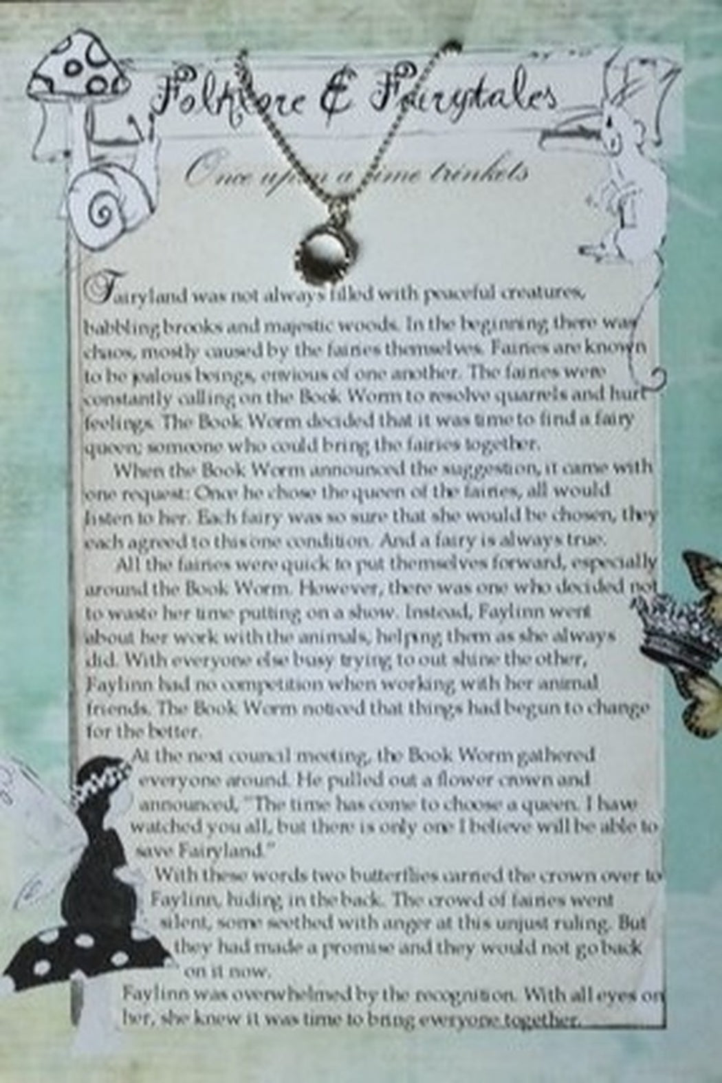Fairy crown storybook necklace