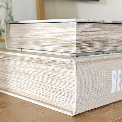 Large Leather Bound Book Boxes, Set of 3