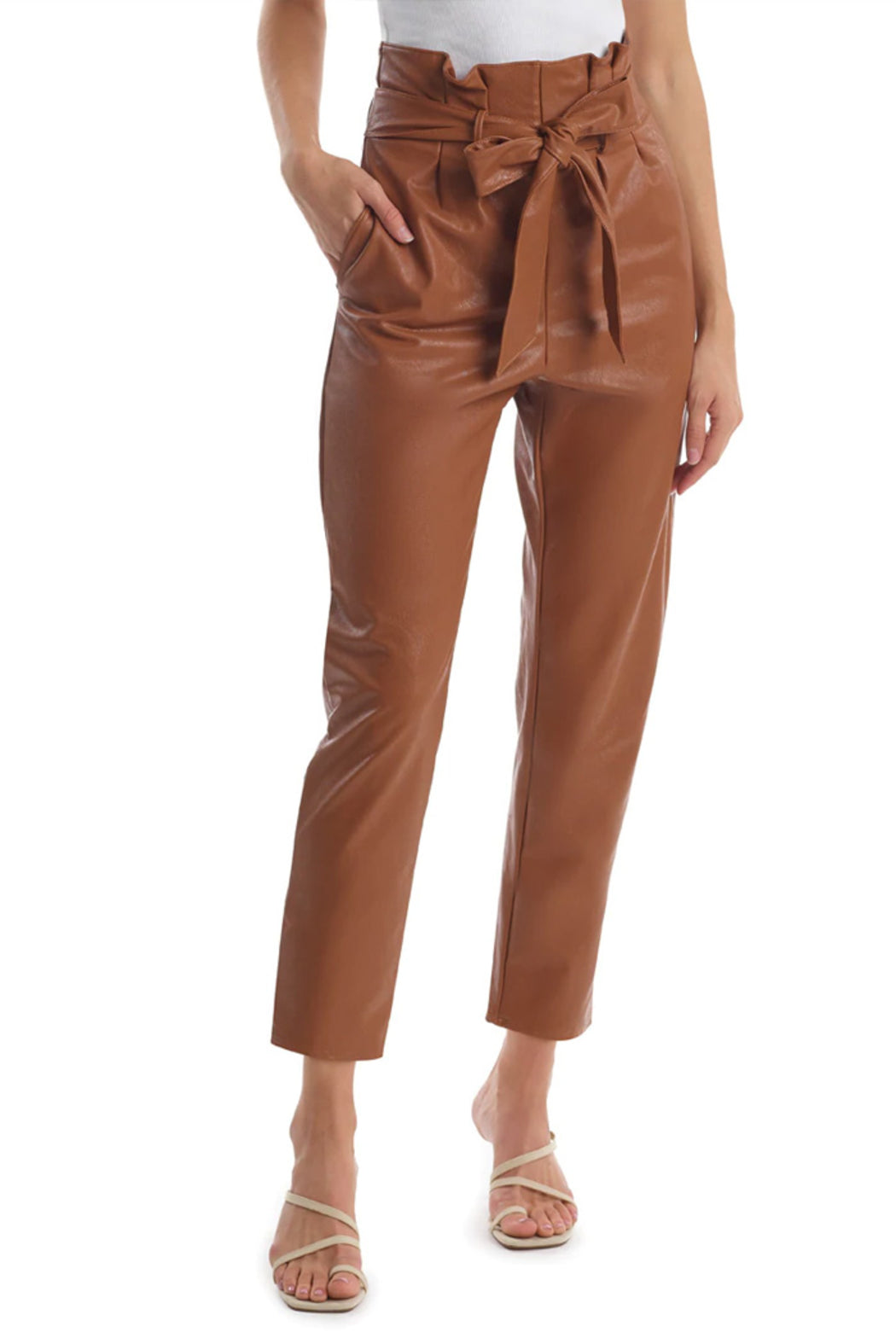Faux Leather Paperbag Pant