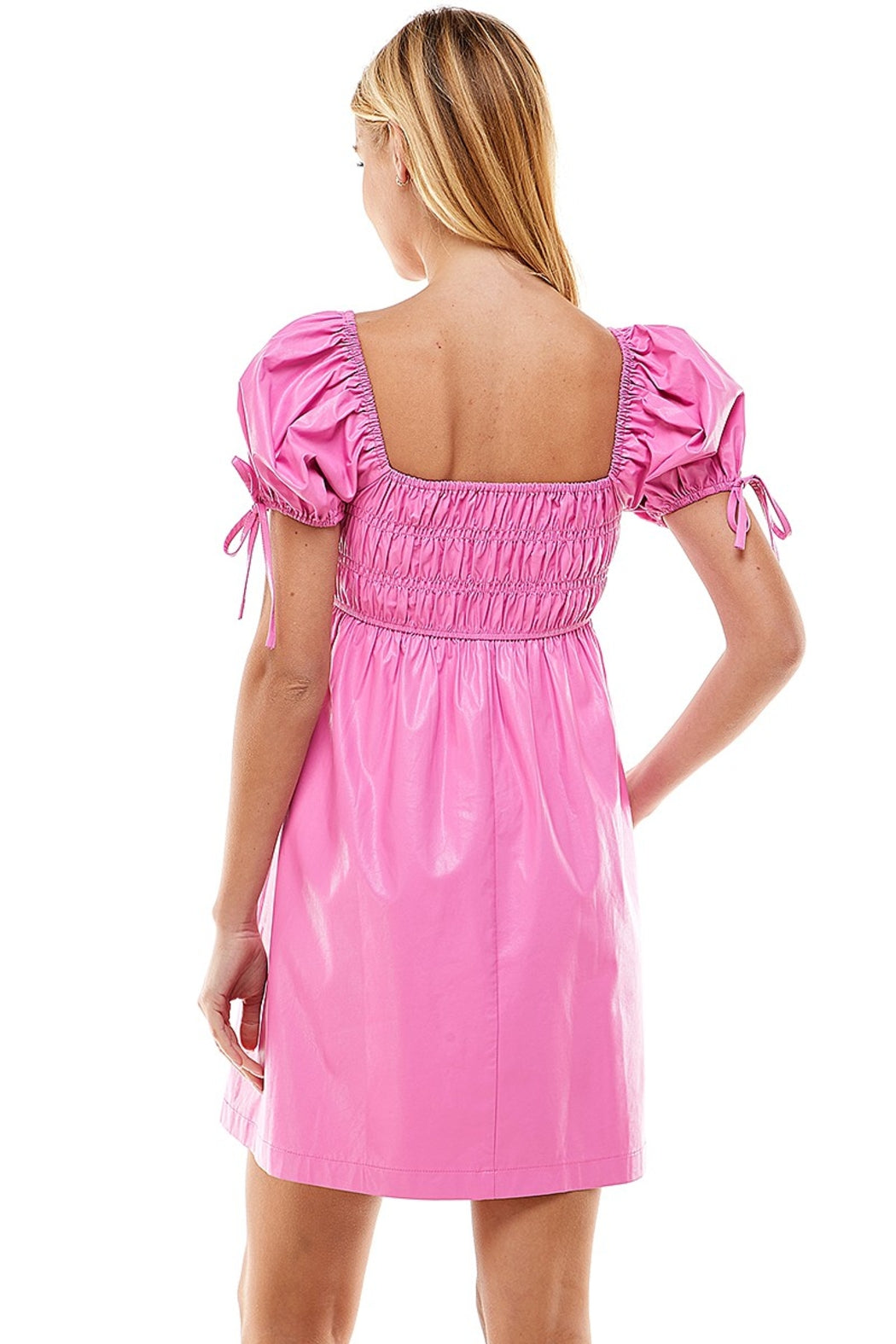 Faux Leather Smocked Dress