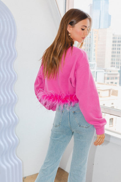 Feather Trim Sweatshirt
