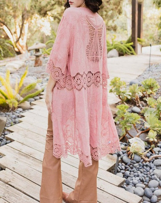 Crochet Open Patch Longline Kimono