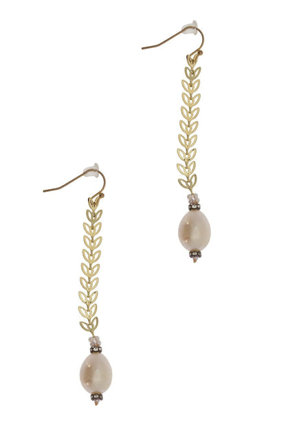Filigree Drop Pearl Earring