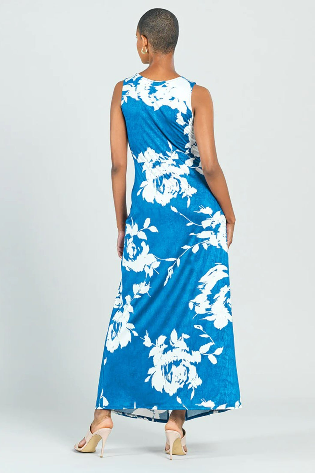 Floral-Silky V-Neck Maxi-Dress