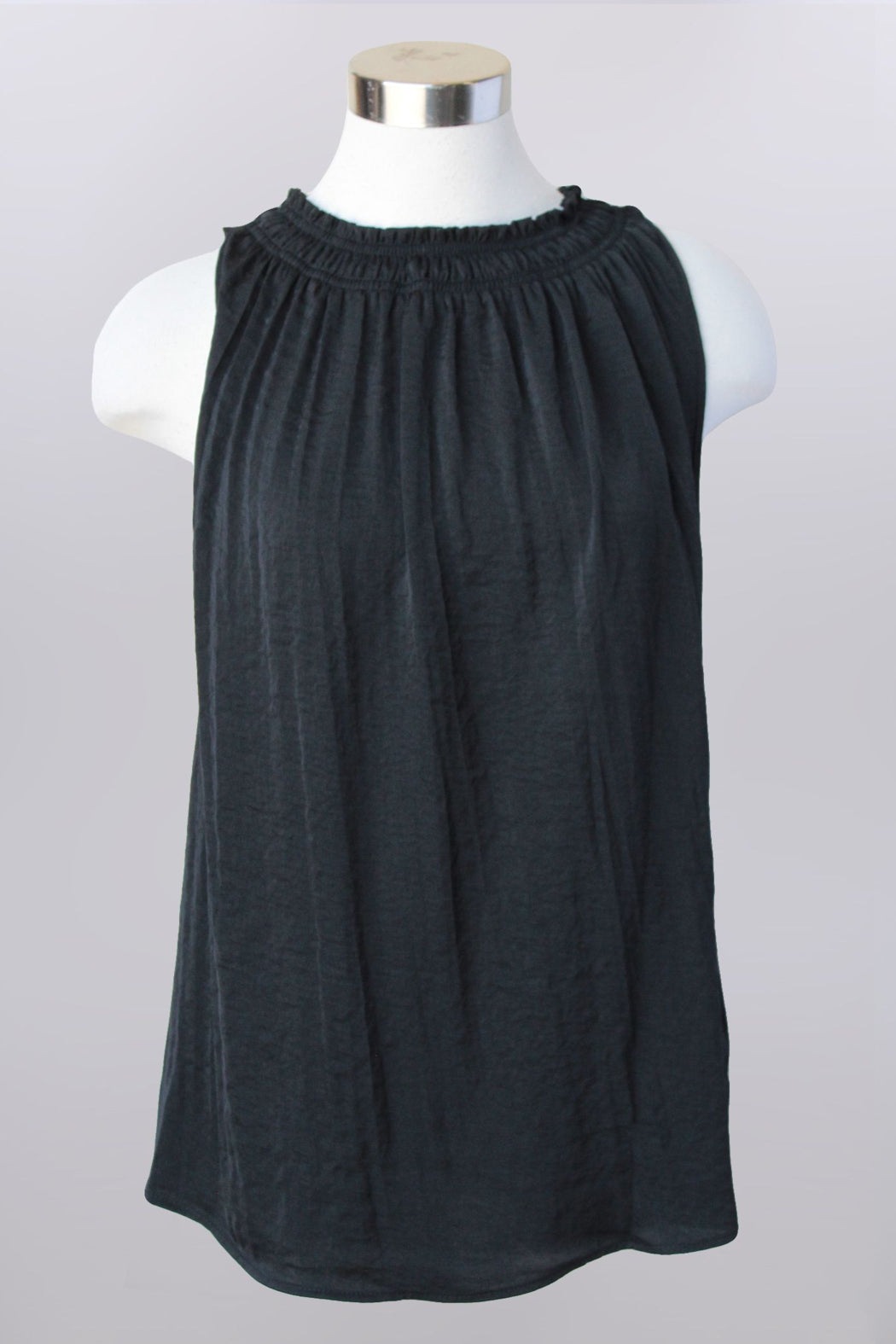 Flowy sleeveless blouse with elastic neckline