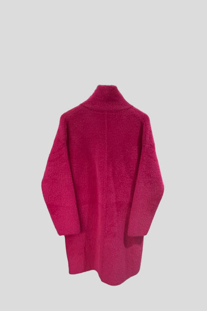 Hot Pink Fuzzy Mid Length Coat