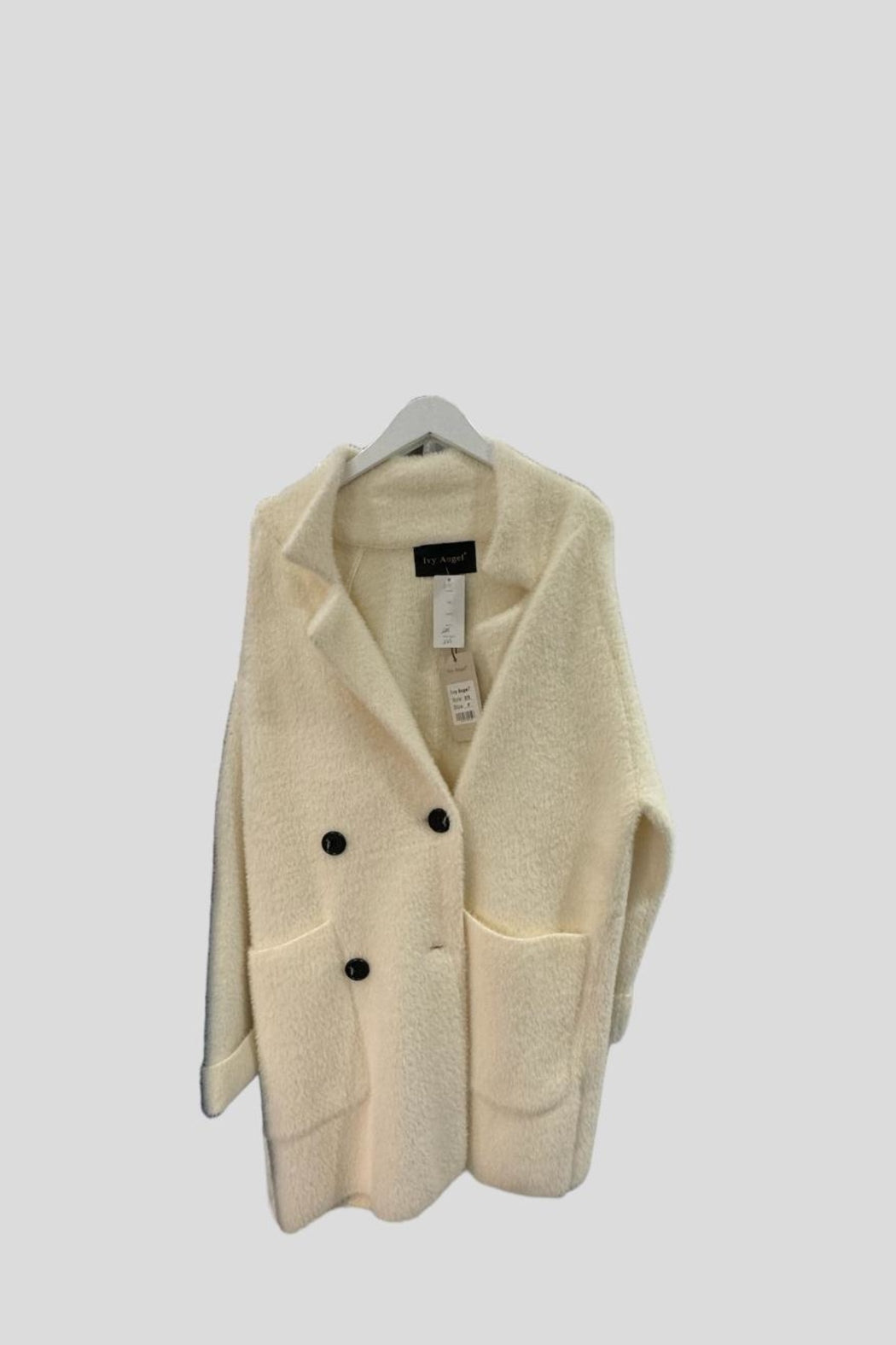 Ivory Fuzzy Mid Length Coat