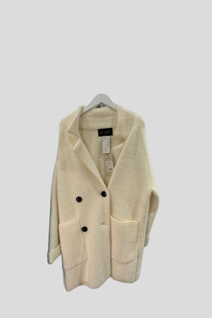Ivory Fuzzy Mid Length Coat