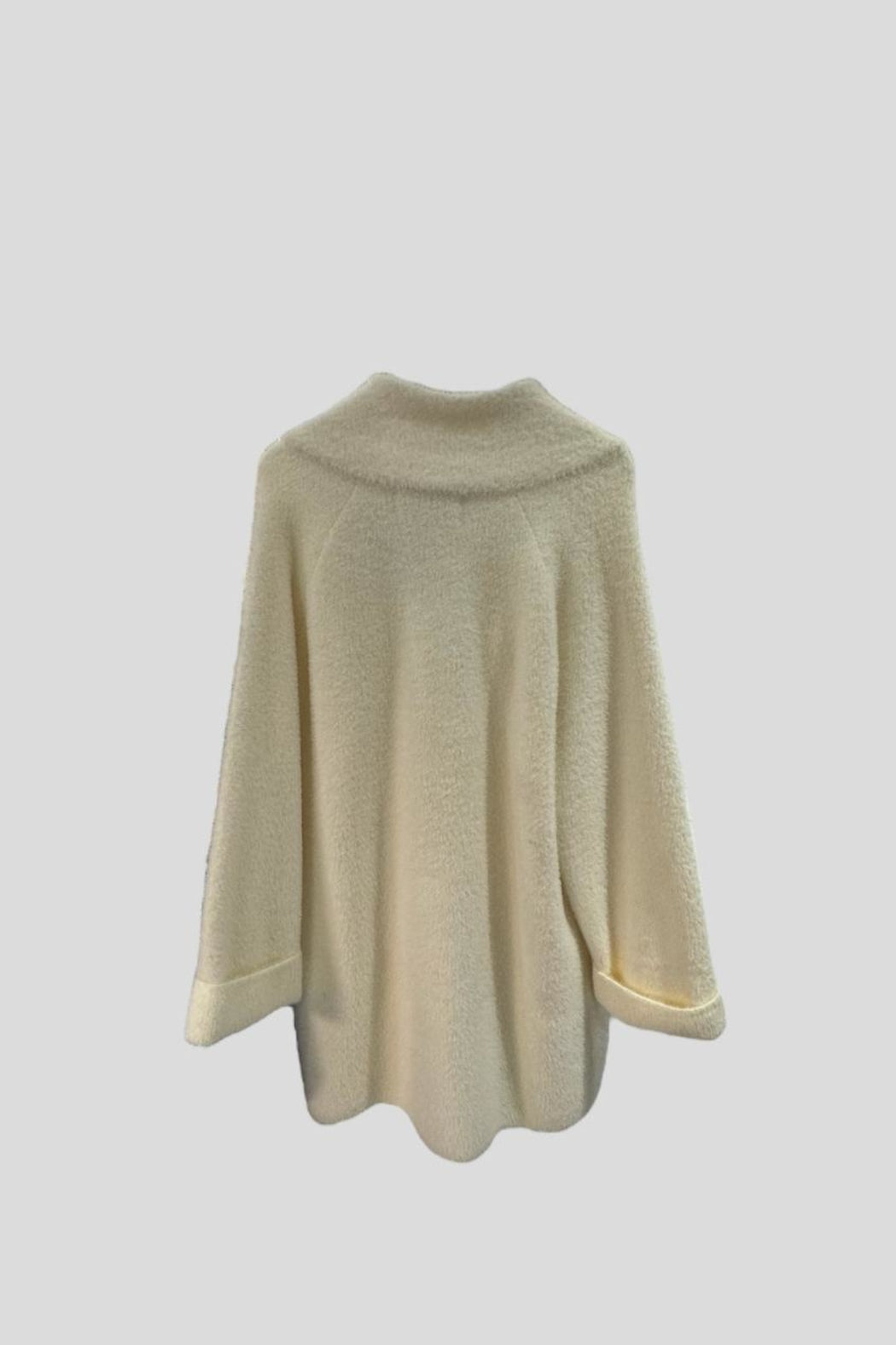 Ivory Fuzzy Mid Length Coat