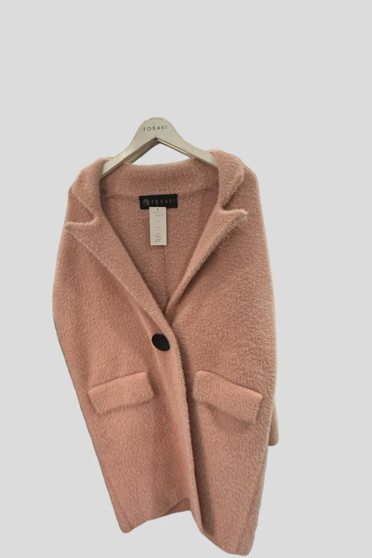Light Pink Fuzzy Mid Length Coat
