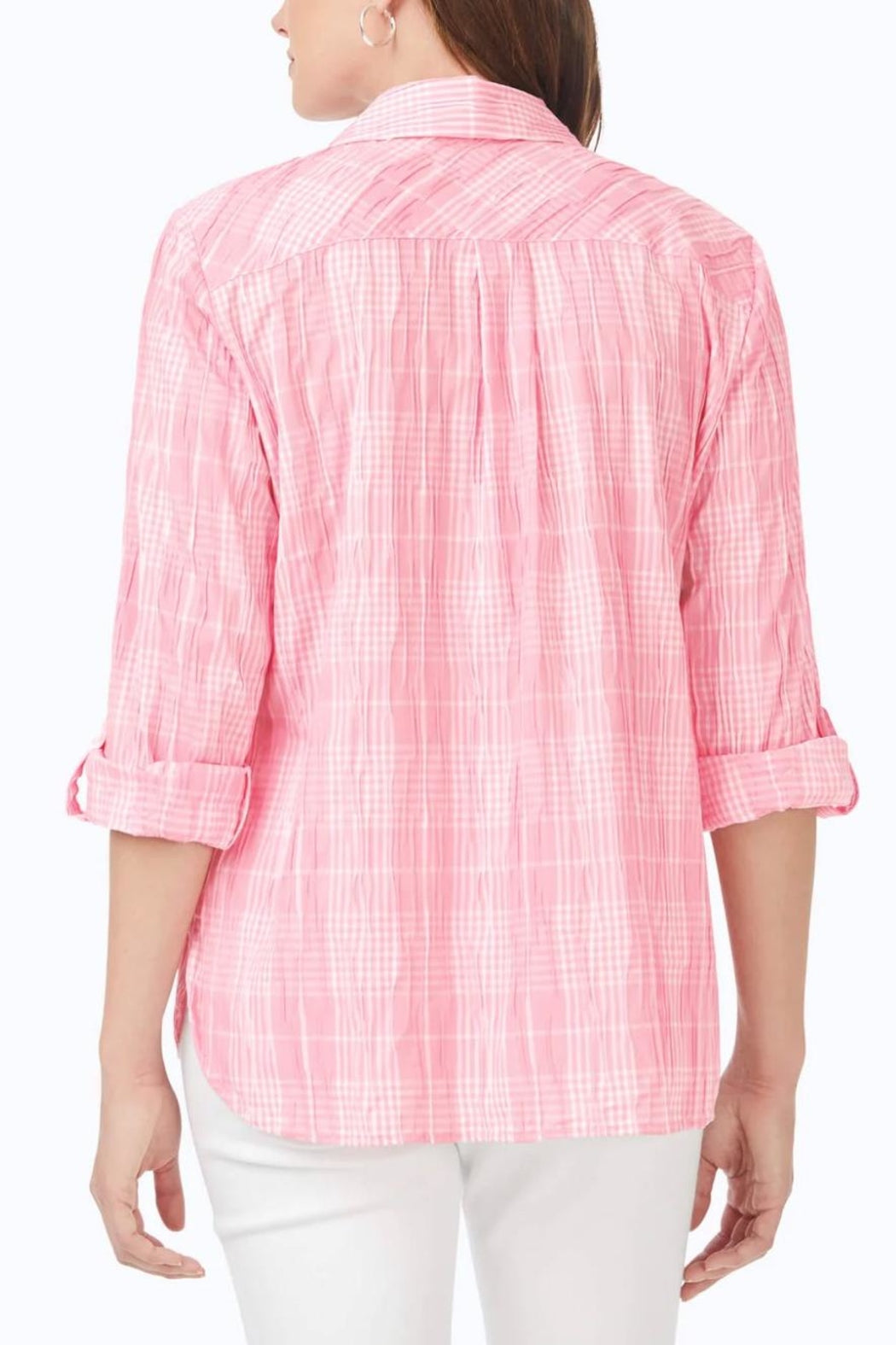 Pink Beach Crinkle Plaid Shirt