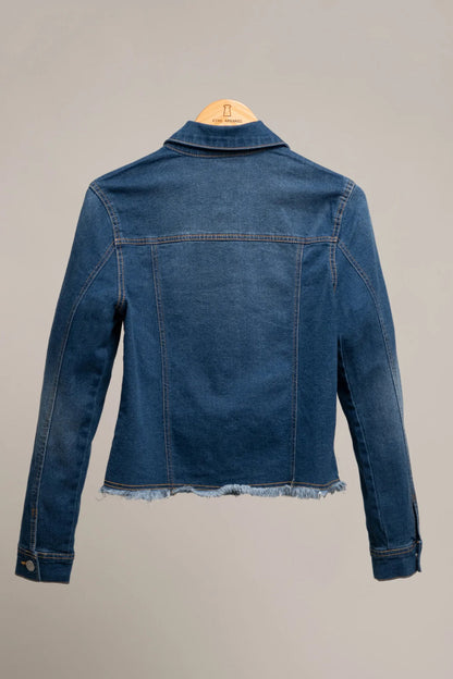 Frayed Medium Wash Denim Jacket