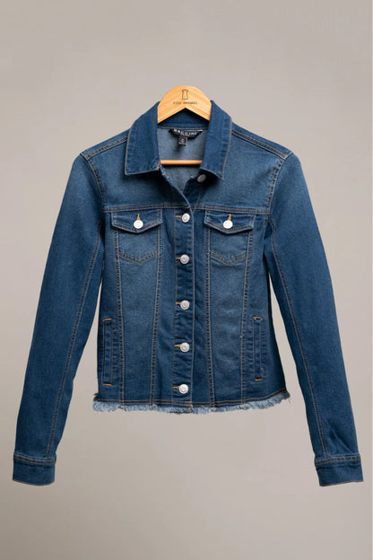 Frayed Medium Wash Denim Jacket