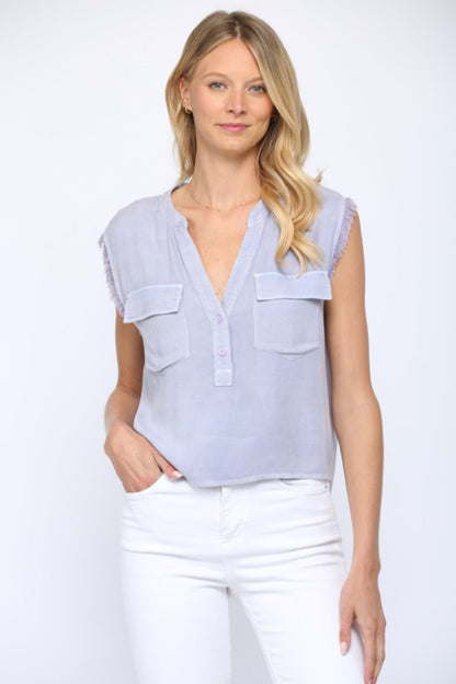 Frayed Sleeve Top