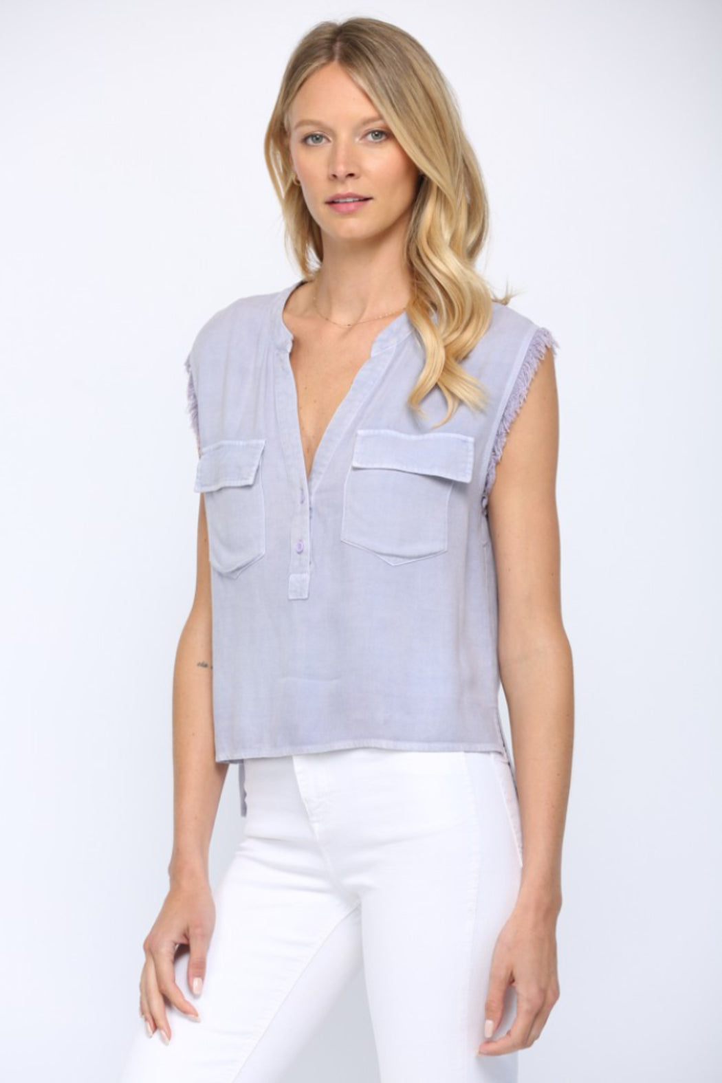 Frayed Sleeve Top