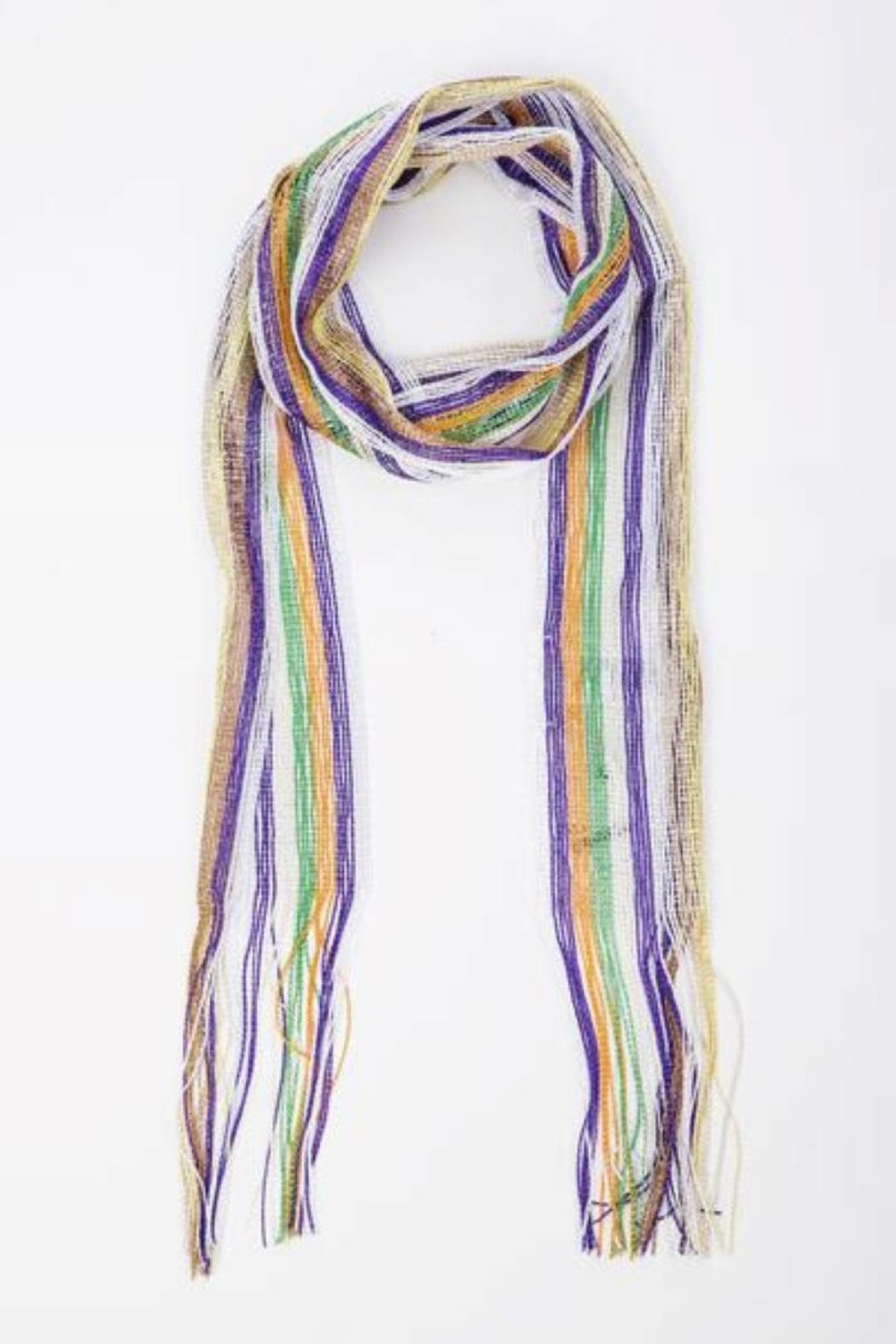 Poetic Stripe Fringe Skinny Scarf
