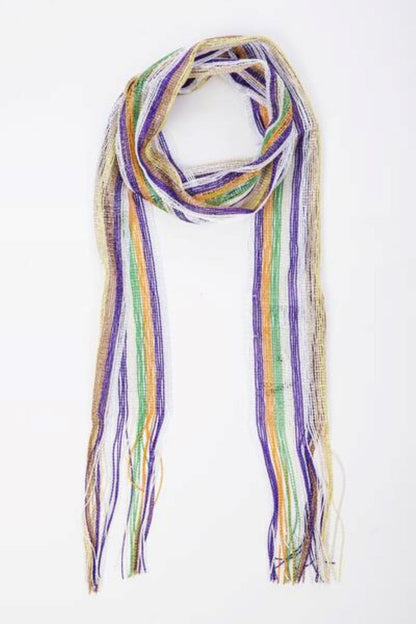 Poetic Stripe Fringe Skinny Scarf