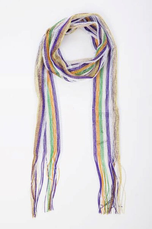 Poetic Stripe Fringe Skinny Scarf