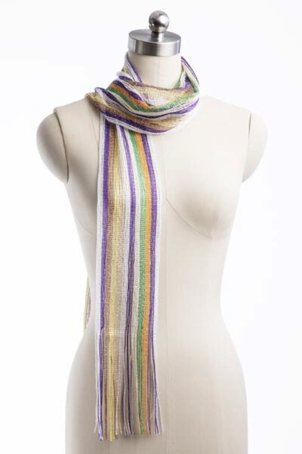 Poetic Stripe Fringe Skinny Scarf
